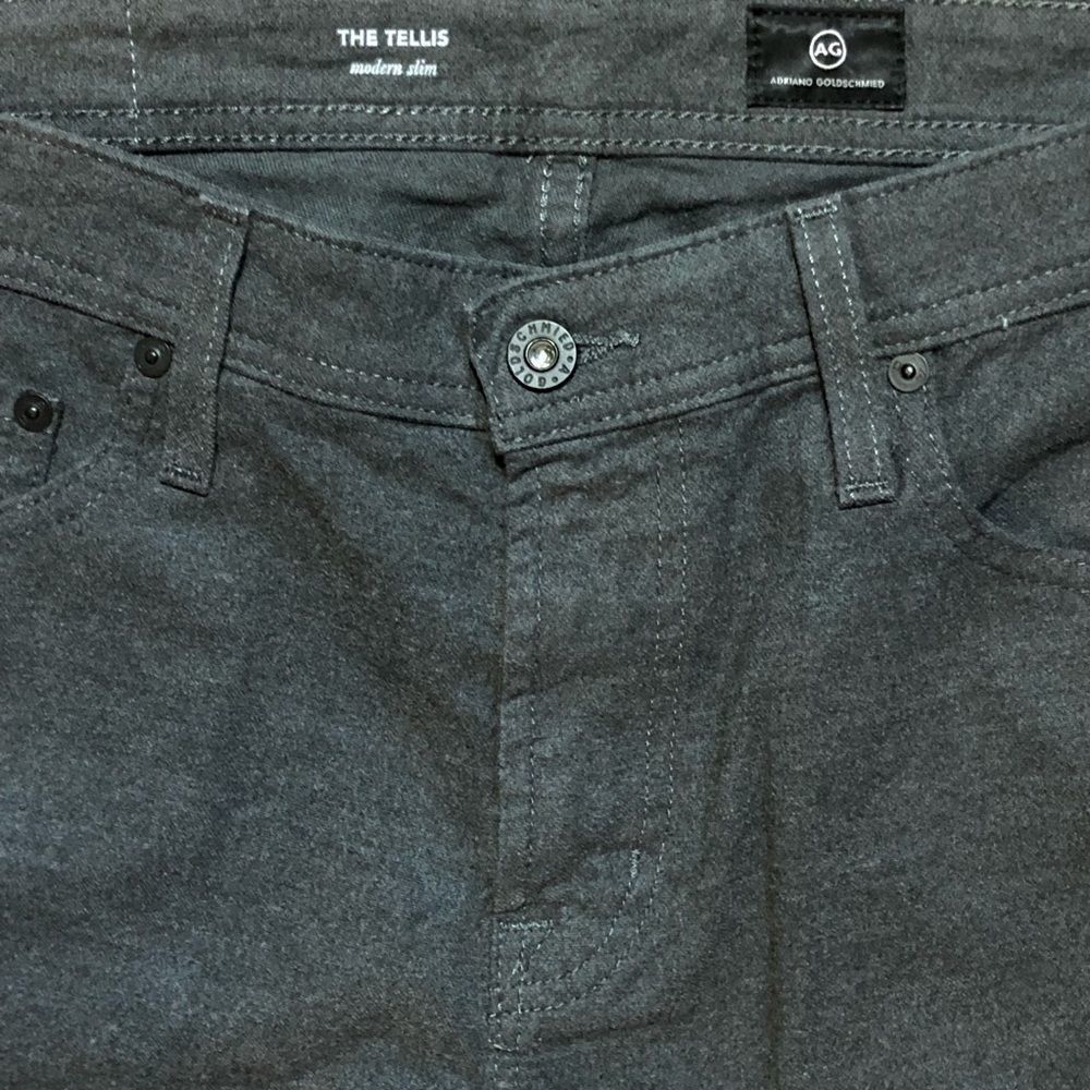 ag adriano goldschmied tellis 32 modern slim gray inseam 28 cotton blend - Picture 6 of 8